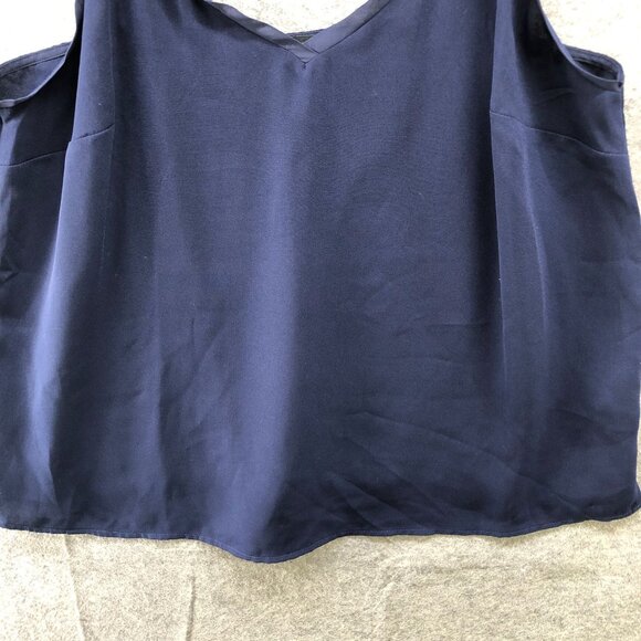 Eloquii Cami Top Womens 16 Navy Blue V-Neck Flowy Chiffon - Picture 4 of 10